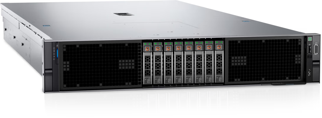 Dell PowerEdge R760xa, drive bays: The front drive bays with the bezel removed.